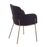 Milan Contemporary Chair in Antique Brass Metal and Purple Noise Fabric by LumiSource - Set of 2