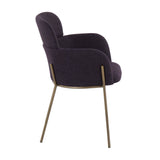 Milan Contemporary Chair in Antique Brass Metal and Purple Noise Fabric by LumiSource - Set of 2