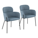 Milan Contemporary Chair in Black Metal and Blue Noise Fabric by LumiSource - Set of 2