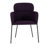 Milan Contemporary Chair in Black Metal and Purple Noise Fabric by LumiSource - Set of 2