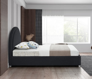 Milo Acrylic / Boucle Fabric / Engineered Wood / Foam Contemporary Black Fabric Twin Bed - 44" W x 81.5" D x 43" H