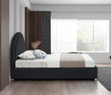 Milo Acrylic / Boucle Fabric / Engineered Wood / Foam Contemporary Black Fabric Twin Bed - 44" W x 81.5" D x 43" H