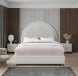 Milo Acrylic / Boucle Fabric / Engineered Wood / Foam Contemporary Cream Fabric Full Bed - 59.5" W x 81.5" D x 50.5" H