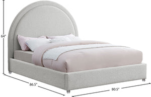Milo Acrylic / Boucle Fabric / Engineered Wood / Foam Contemporary Cream Fabric King Bed - 81" W x 86.5" D x 58.5" H