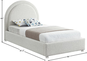 Milo Acrylic / Boucle Fabric / Engineered Wood / Foam Contemporary Cream Fabric Twin Bed - 44" W x 81.5" D x 43" H