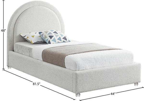Milo Acrylic / Boucle Fabric / Engineered Wood / Foam Contemporary Cream Fabric Twin Bed - 44" W x 81.5" D x 43" H