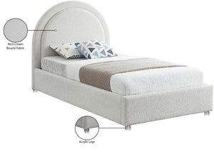 Milo Acrylic / Boucle Fabric / Engineered Wood / Foam Contemporary Cream Fabric Twin Bed - 44" W x 81.5" D x 43" H