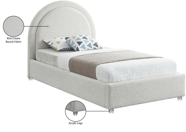 Milo Acrylic / Boucle Fabric / Engineered Wood / Foam Contemporary Cream Fabric Twin Bed - 44" W x 81.5" D x 43" H