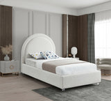 Milo Acrylic / Boucle Fabric / Engineered Wood / Foam Contemporary Cream Fabric Twin Bed - 44" W x 81.5" D x 43" H