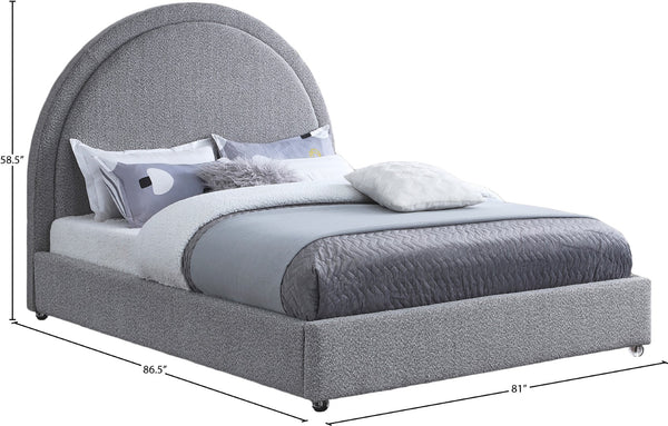 Milo Acrylic / Boucle Fabric / Engineered Wood / Foam Contemporary Grey Fabric King Bed - 81" W x 86.5" D x 58.5" H