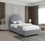 Milo Acrylic / Boucle Fabric / Engineered Wood / Foam Contemporary Grey Fabric Twin Bed - 44" W x 81.5" D x 43" H