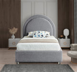 Milo Acrylic / Boucle Fabric / Engineered Wood / Foam Contemporary Grey Fabric Twin Bed - 44" W x 81.5" D x 43" H