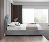 Milo Acrylic / Boucle Fabric / Engineered Wood / Foam Contemporary Grey Fabric Twin Bed - 44" W x 81.5" D x 43" H