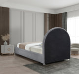 Milo Acrylic / Boucle Fabric / Engineered Wood / Foam Contemporary Grey Fabric Twin Bed - 44" W x 81.5" D x 43" H