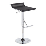 Mirage Ale Contemporary Adjustable Bar Stool in Chrome and Black Mesh by LumiSource