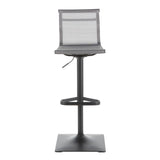 Mirage Contemporary Barstool in Black Metal and Silver Mesh Fabric by LumiSource