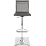 Mirage Contemporary Adjustable Barstool with Swivel in Silver by LumiSource
