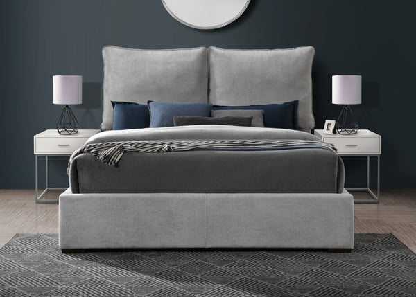 Misha Polyester Fabric / Particle Board / Foam Contemporary Light Grey Polyester Fabric Full Bed (3 Boxes) - 60" W x 82" D x 46" H