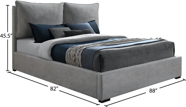 Misha Polyester Fabric / Particle Board / Foam Contemporary Light Grey Polyester Fabric King Bed (3 Boxes) - 46" W x 86.5" D x 46" H