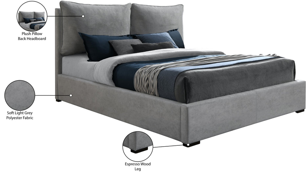Misha Polyester Fabric / Particle Board / Foam Contemporary Light Grey Polyester Fabric King Bed (3 Boxes) - 46" W x 86.5" D x 46" H