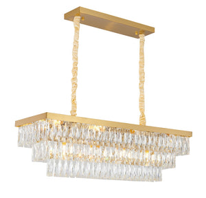 Bethel Gold Chandelier in Metal & Crystal