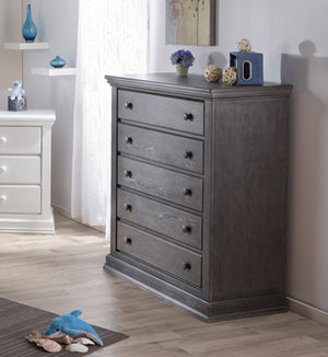 Pali Modena 5-Drawer Chest Distressed Granite Acacia, Poplar and Birch Veneer 2105-GR