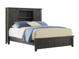 Modern Western Brown Solid Wood King Size Bed with Built in Shelf Space