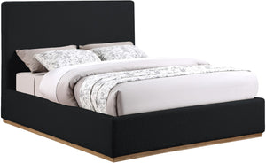 Monaco Boucle Fabric / Rubberwood / Foam Contemporary Black Boucle Fabric Full Bed - 58.5" W x 82.5" D x 52" H