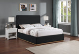 Monaco Boucle Fabric / Rubberwood / Foam Contemporary Black Boucle Fabric Queen Bed - 65.5" W x 87.5" D x 52" H