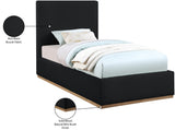 Monaco Boucle Fabric / Rubberwood / Foam Contemporary Black Boucle Fabric Twin Bed - 43.5" W x 82.5" D x 52" H