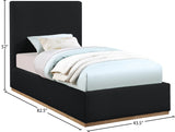 Monaco Boucle Fabric / Rubberwood / Foam Contemporary Black Boucle Fabric Twin Bed - 43.5" W x 82.5" D x 52" H