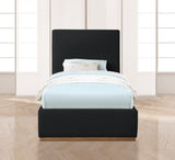 Monaco Boucle Fabric / Rubberwood / Foam Contemporary Black Boucle Fabric Twin Bed - 43.5" W x 82.5" D x 52" H