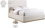 Monaco Boucle Fabric / Rubberwood / Foam Contemporary Cream Boucle Fabric Full Bed - 58.5" W x 82.5" D x 52" H