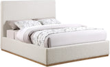 Monaco Boucle Fabric / Rubberwood / Foam Contemporary Cream Boucle Fabric Full Bed - 58.5" W x 82.5" D x 52" H