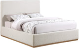 Monaco Boucle Fabric / Rubberwood / Foam Contemporary Cream Boucle Fabric King Bed - 81.5" W x 87.5" D x 52" H