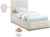 Monaco Boucle Fabric / Rubberwood / Foam Contemporary Cream Boucle Fabric Twin Bed - 43.5" W x 82.5" D x 52" H