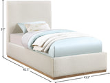 Monaco Boucle Fabric / Rubberwood / Foam Contemporary Cream Boucle Fabric Twin Bed - 43.5" W x 82.5" D x 52" H