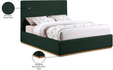 Monaco Boucle Fabric / Rubberwood / Foam Contemporary Green Boucle Fabric King Bed - 81.5" W x 87.5" D x 52" H