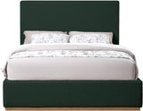 Monaco Boucle Fabric / Rubberwood / Foam Contemporary Green Boucle Fabric King Bed - 81.5" W x 87.5" D x 52" H