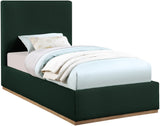 Monaco Boucle Fabric / Rubberwood / Foam Contemporary Green Boucle Fabric Twin Bed - 43.5" W x 82.5" D x 52" H