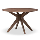 Monte Mid-Century Modern Walnut Wood 47-Inch Round Dining Table