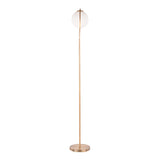 Moon Contemporary Floor Lamp in Gold Metal and Frosted Glass by LumiSource