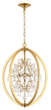 Bethel Antique Brass Chandelier in Metal & Crystal