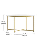 English Elm EE2203 Contemporary 3 Piece Living Room Coffee Table Set White/Brushed Gold EEV-15480