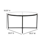 English Elm EE2202 Contemporary Living Room Coffee Table Clear/Matte Black EEV-15479