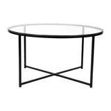 English Elm EE2202 Contemporary Living Room Coffee Table Clear/Matte Black EEV-15479