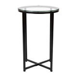 English Elm EE2202 Contemporary Living Room Coffee Table Clear/Matte Black EEV-15479