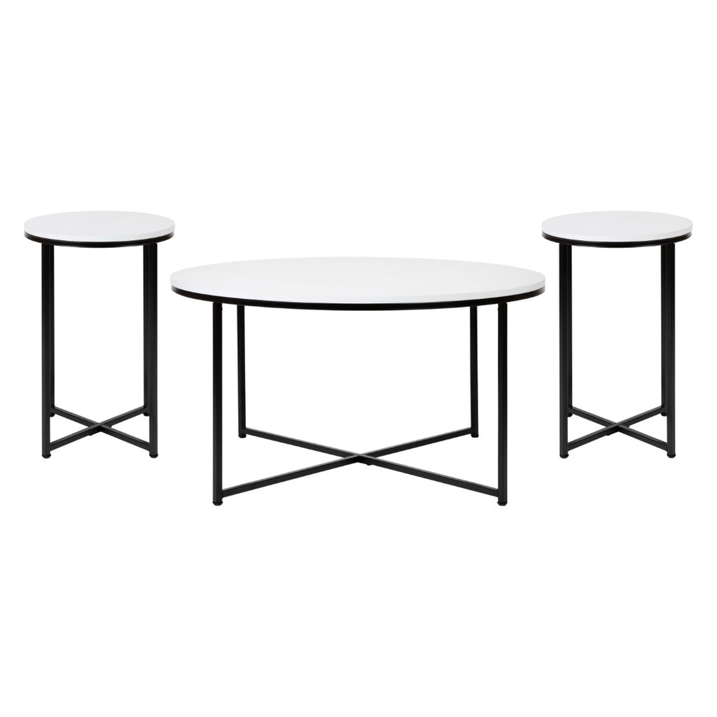 English Elm EE2203 Contemporary Living Room Coffee Table White/Matte Black EEV-15481
