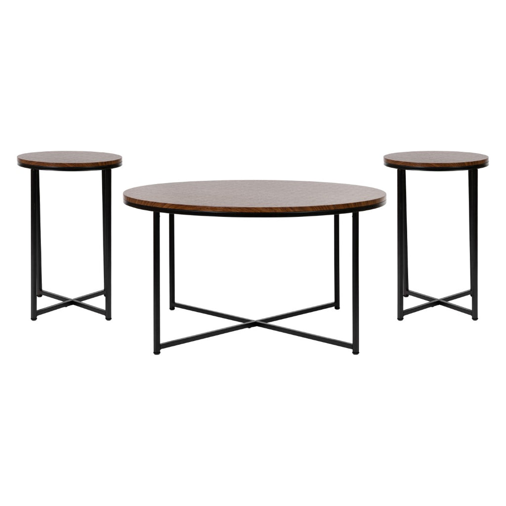 English Elm EE2203 Contemporary Living Room Coffee Table Walnut/Matte Black EEV-15484