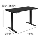English Elm EE2291 Modern Adjustable Height Computer Desk Black EEV-15609
